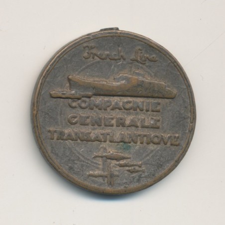 Médaillon - Paquebot Flandre avec boite - Compagnie générale transatlantique - 28mm