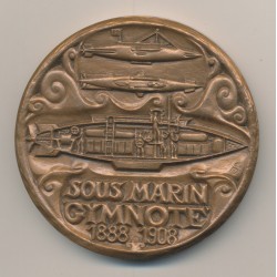 Médaille - sous marin Gymnote - 1888-1908 - frappé en 1987 - bronze - 68mm - TTB+