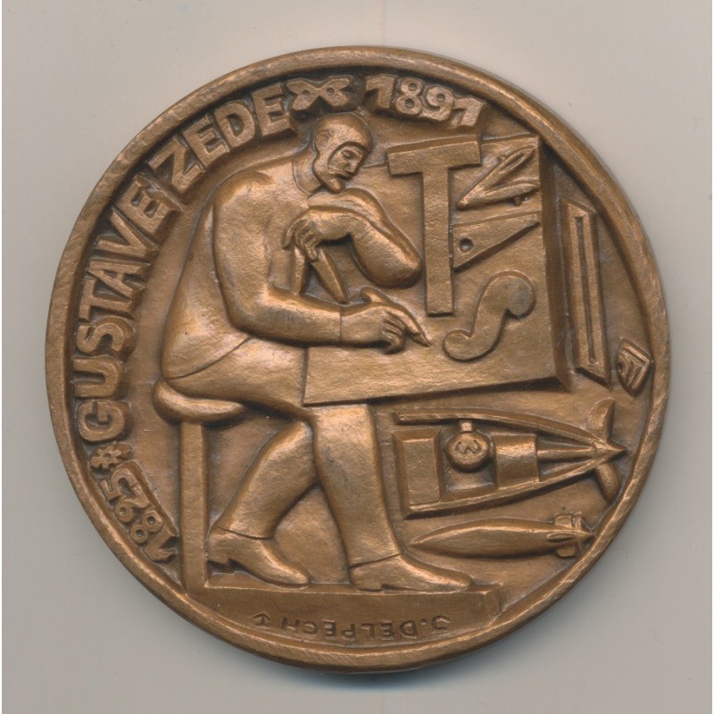 Médaille - sous marin Gymnote - 1888-1908 - frappé en 1987 - bronze - 68mm - TTB+