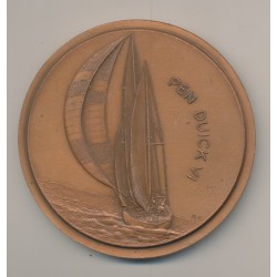 Médaille - Eric Tabarly - Pen Duick VI - R.Coatantiec - bronze - 76mm - TTB 2