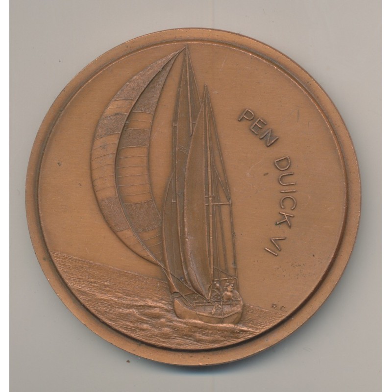 Médaille - Eric Tabarly - Pen Duick VI - R.Coatantiec - bronze - 76mm - TTB