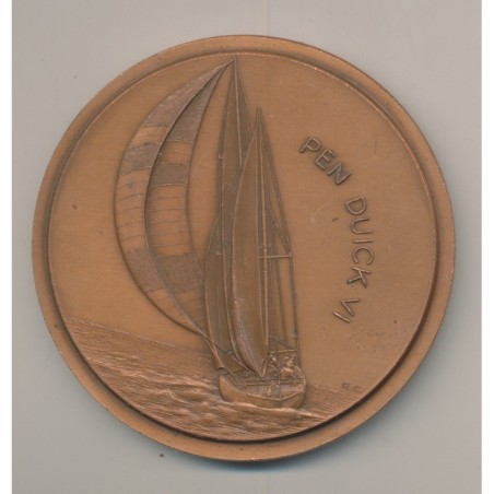 Médaille - Eric Tabarly - Pen Duick VI - R.Coatantiec - bronze - 76mm - TTB