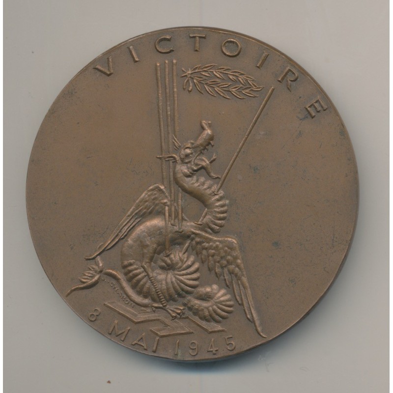 Médaille - 25e anniversaire Victoire 8 mai 1945 - bronze - 69mm - TTB