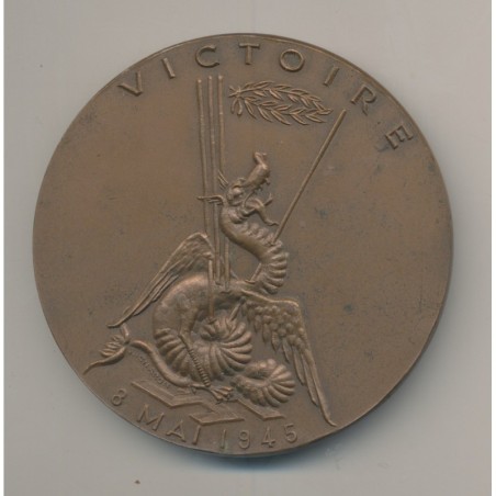 Médaille - 25e anniversaire Victoire 8 mai 1945 - bronze - 69mm - TTB
