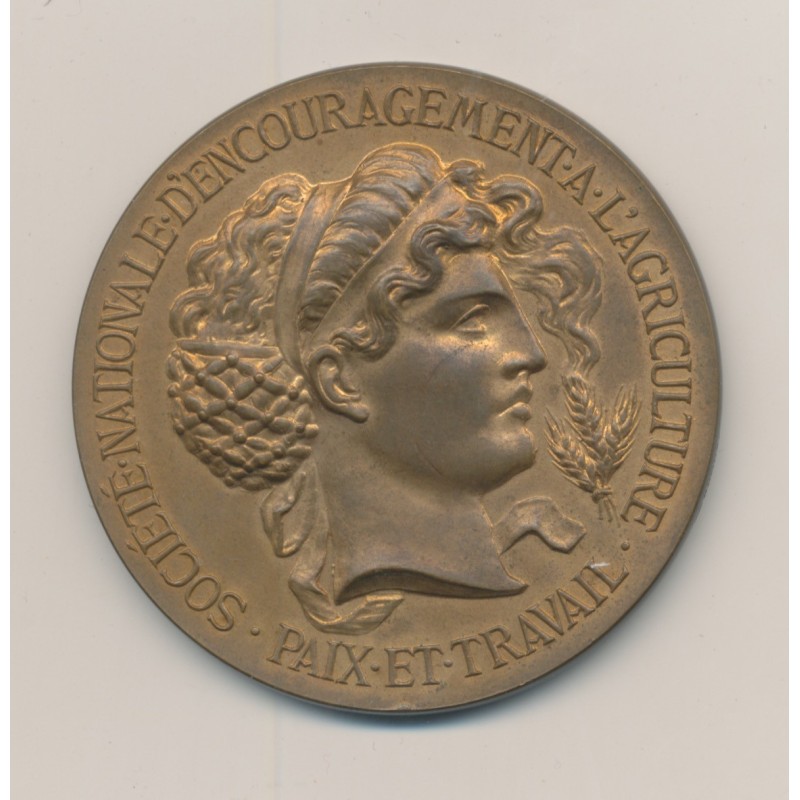 Médaille - Société encouragement agriculture - paix et travail - bronze - 51mm - TTB+