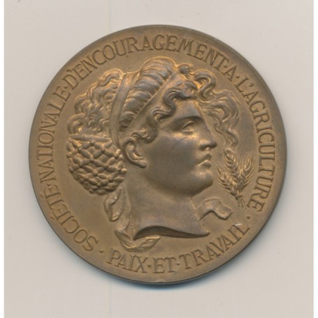 Médaille - Société encouragement agriculture - paix et travail - bronze - 51mm - TTB+