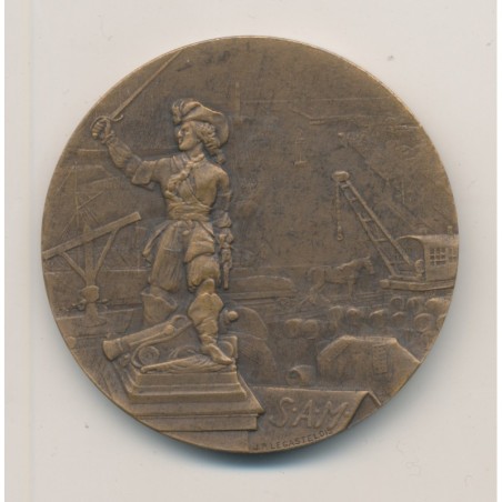 Médaille - Manutention port de Dunkerque - 1920 - Jean Bart - bronze - 41mm - TTB
