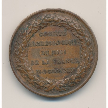 Médaille - Société archéologique midi de la France - 1831 - cuivre - 33,5mm - TTB+