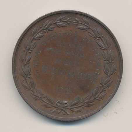 Médaille - Comice agricole de Lesparre - 1849 - culture du murier - cuivre - 41mm - TTB