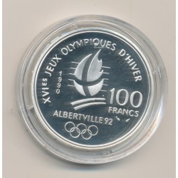 100 Francs - JO Albertville 1992 - Bobsleigh 1990 - avec écrin et certificat - argent BE - FDC 2