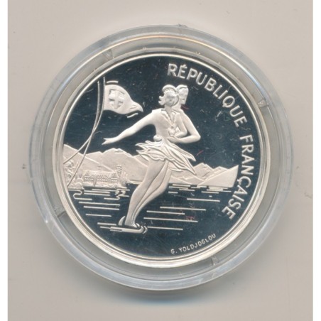 100 Francs - JO Albertville 1992 - Couple patineurs 1989 - avec écrin et certificat - argent BE - FDC
