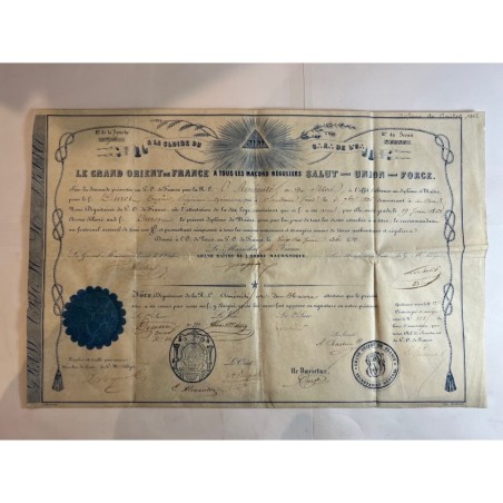 Diplôme Maçonnique - Grand Orient de France