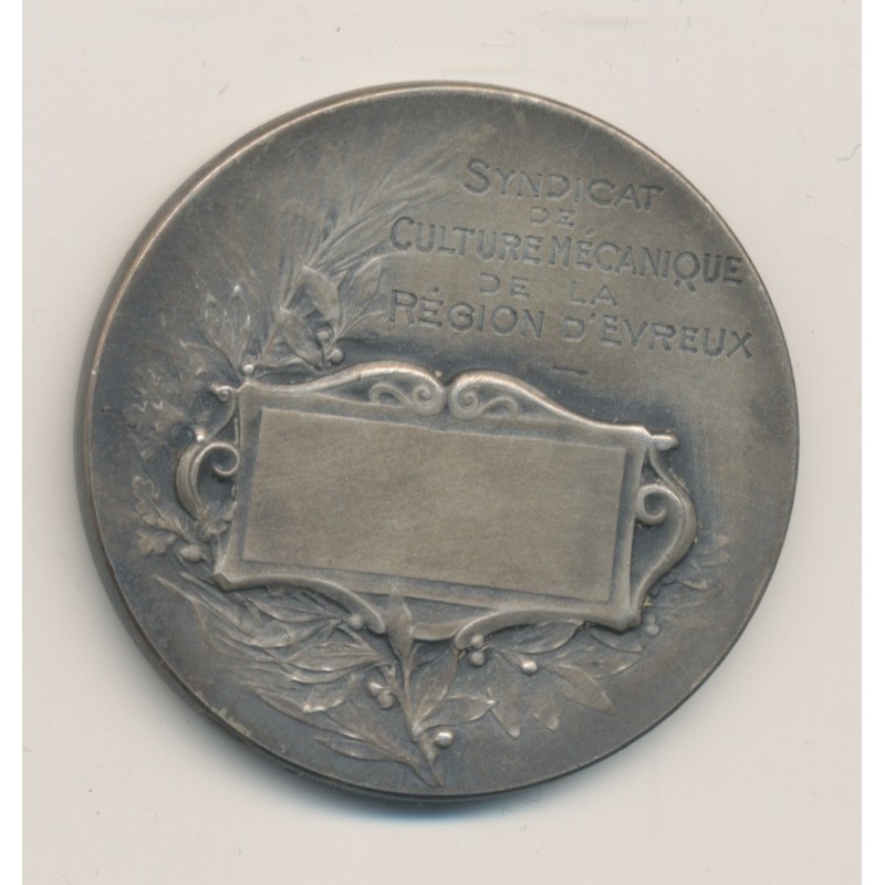 Médaille - Syndicat de culture mécanique - Évreux - bronze argenté - 40mm - TTB