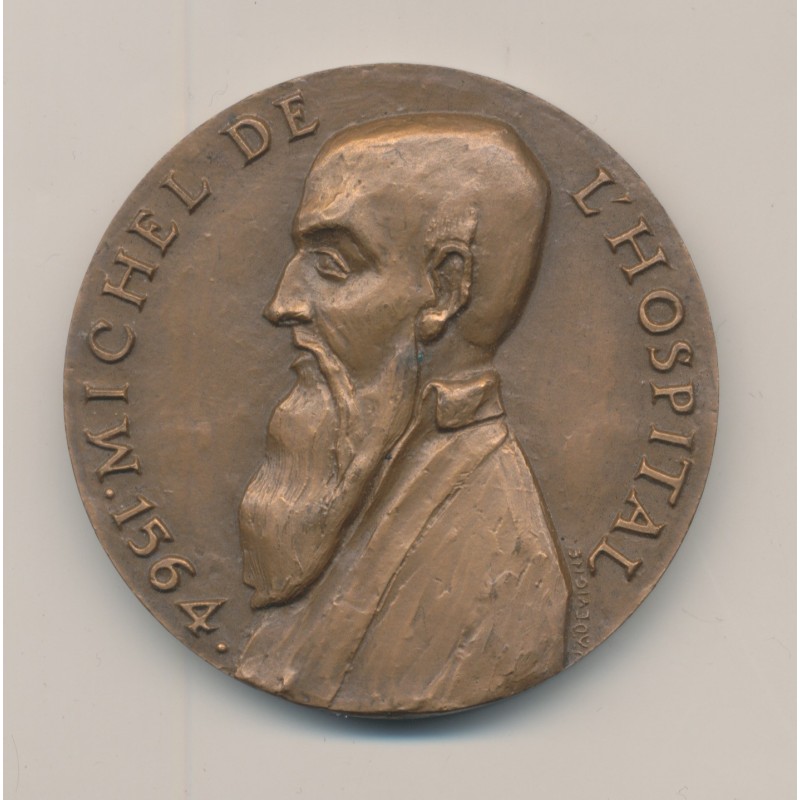 Médaille - Michel de l'hospital - Tribunal de commerce Bordeaux - 1564-1964 - bronze - 50mm - TTB+