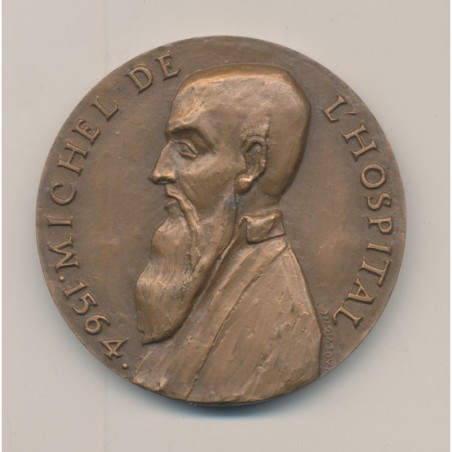 Médaille - Michel de l'hospital - Tribunal de commerce Bordeaux - 1564-1964 - bronze - 50mm - TTB+