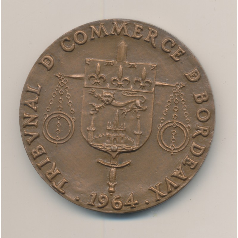 Médaille - Michel de l'hospital - Tribunal de commerce Bordeaux - 1564-1964 - bronze - 50mm - TTB+