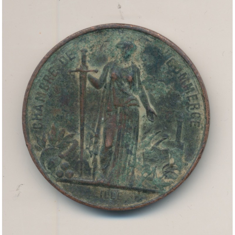 Médaille - Chambre de commerce Lille 1867 - Napoléon III - cuivre - 37mm - TTB