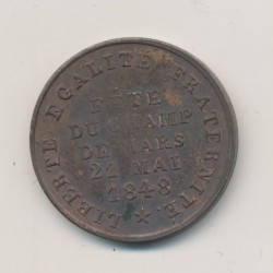 Médaille - Fête champ de mars 1848 - République Française - cuivre - 26mm - TTB+ 2