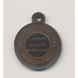 Médaille - Exemple aux tyrans 1848 - République Française - cuivre - 20mm - SUP 2
