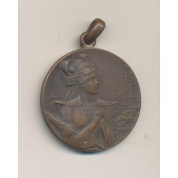 Médaille - Joueur de cornemuse et femme - bronze - 33,5mm - TTB 2