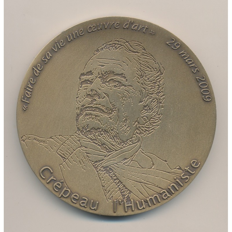 Médaille - Crépeau l'humaniste - sculpture - La Rochelle - bronze 80mm - SPL