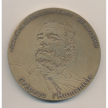 Médaille - Crépeau l'humaniste - sculpture - La Rochelle - bronze 80mm - SPL