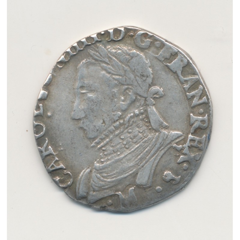 Henri III ( au nom Charles IX ) - Teston buste barbu - 1575 M Toulouse - argent - TB+
