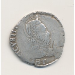 Henri III - Teston col fraisé - 1575 T Nantes - argent - B+/TB