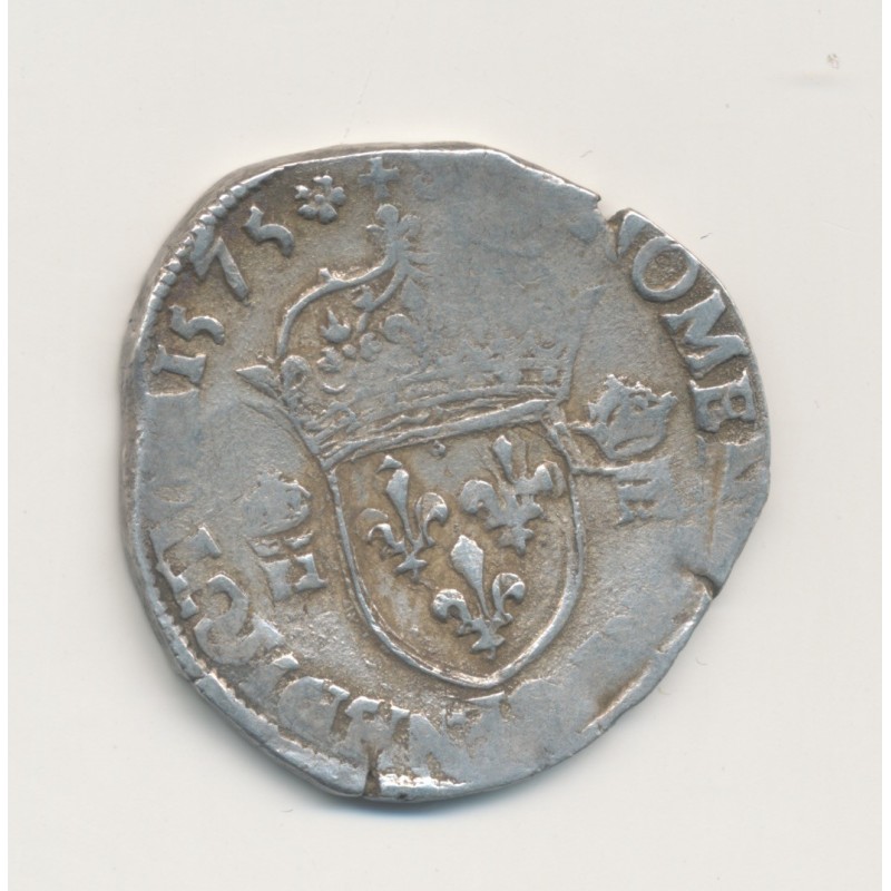 Henri III - Teston col fraisé - 1575 T Nantes - argent - B+/TB