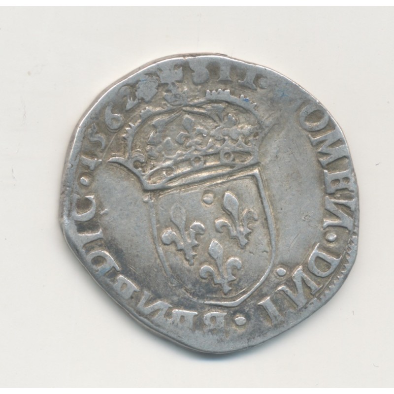 Charles IX - Teston à l'écu - 1562 I Limoges - argent - TB