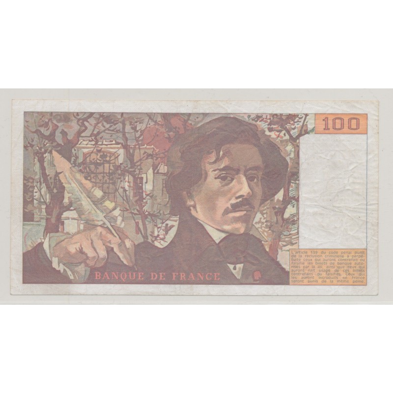 100 Francs Delacroix - sans impression noire - Numéro de série inscrit par un tampon