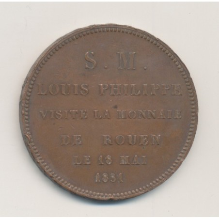 Module 5 francs - Louis philippe - Visite la monnaie de Rouen 1831 - bronze - TTB+