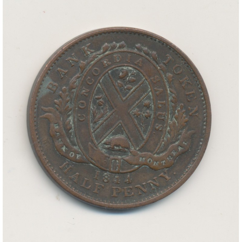 Canada - 1/2 Penny 1844 - Banque de montreal - bronze - TTB