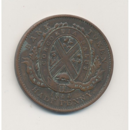 Canada - 1/2 Penny 1844 - Banque de montreal - bronze - TTB