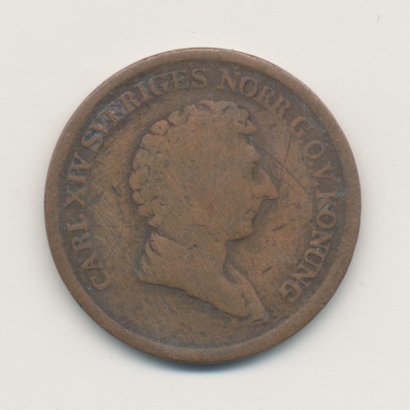 Suède - 2/3 Skilling 1837 - Charles XIV - cuivre - TB