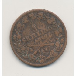 Suède - 2/3 Skilling 1837 - Charles XIV - cuivre - TB 2