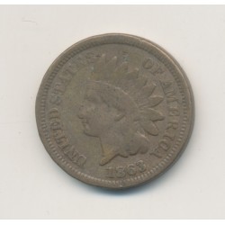 Etats-Unis - 1 Cent 1863 - Tête indien - bronze - TB