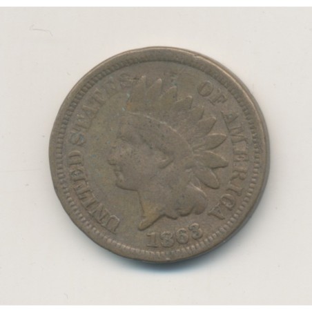 Etats-Unis - 1 Cent 1863 - Tête indien - bronze - TB