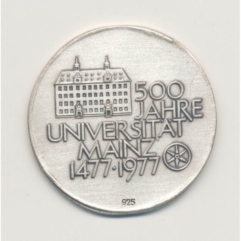 Médaille - 500 ans université - 1477-1977 - Allemagne - argent 10g - 31.5mm - SUP+