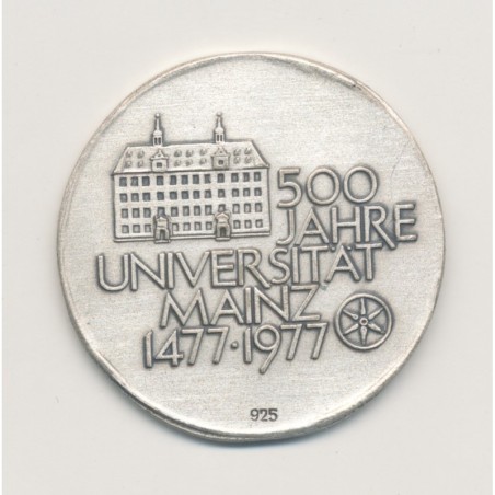 Médaille - 500 ans université - 1477-1977 - Allemagne - argent 10g - 31.5mm - SUP+