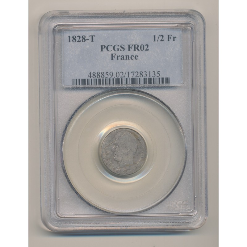 Charles X - 1/2 Franc - 1828 T Nantes - PCGS FR02 - B+