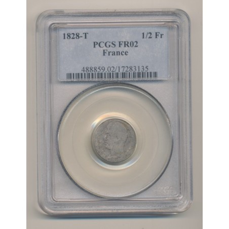 Charles X - 1/2 Franc - 1828 T Nantes - PCGS FR02 - B+
