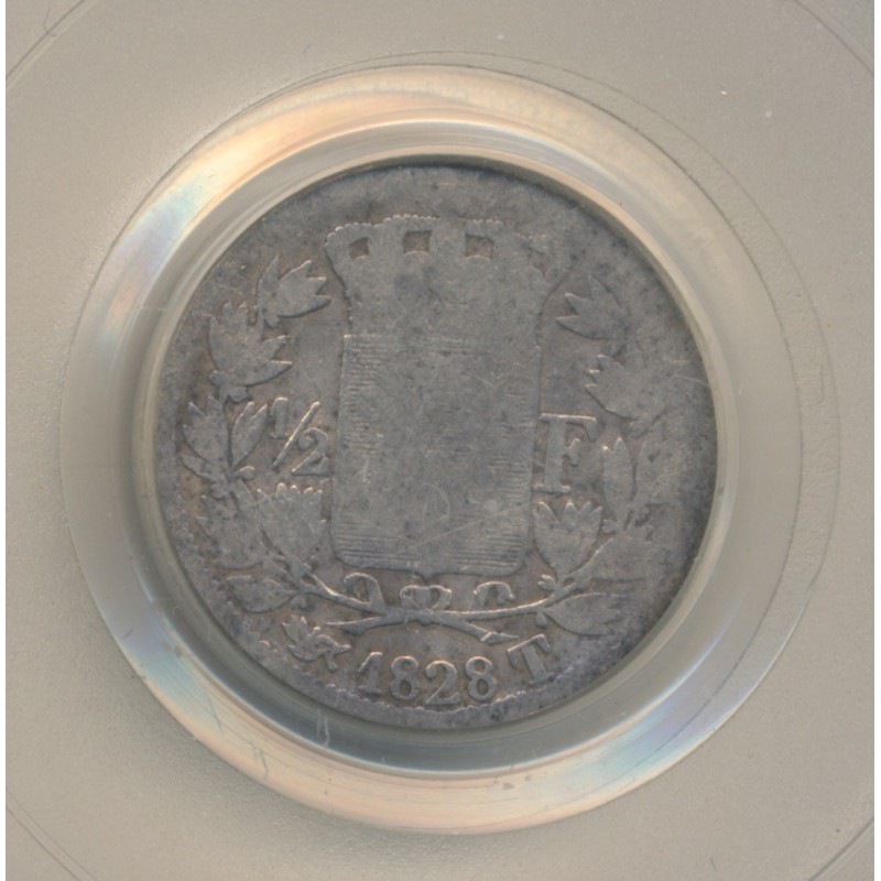 Charles X - 1/2 Franc - 1828 T Nantes - PCGS FR02 - B+
