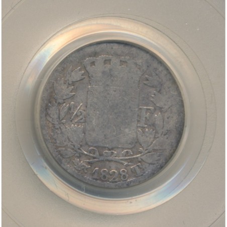 Charles X - 1/2 Franc - 1828 T Nantes - PCGS FR02 - B+