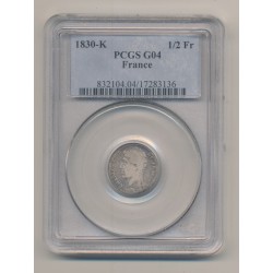 Charles X - 1/2 Franc - 1830 K Bordeaux - PCGS G04 - B+