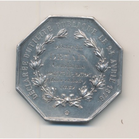 Jeton - Société centrale des chasseurs contre le braconnage - 1876 - argent 20g - gravé 1889 - SUP+