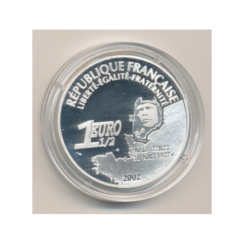 1€ 1/2 2002 - 75e anniversaire 1er Vol de l'atlantique en solitaire - Charles Lindbergh