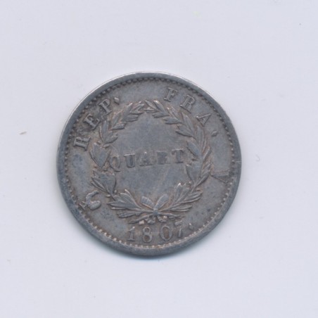1/4 Franc - 1807 A Paris - Napoléon empereur - Tête laurée - TTB+
