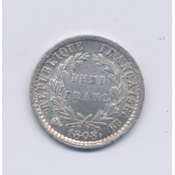 1/2 Franc Napoléon Empereur - 1808 BB Strasbourg - SUP 2