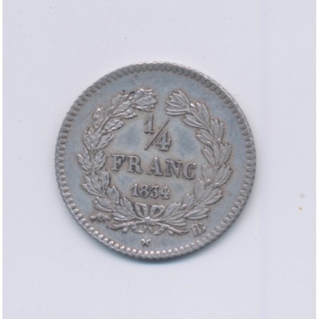 1/4 Franc - 1834 BB Strasbourg - Louis philippe I - TTB+